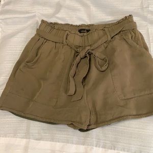 Army green linen shorts